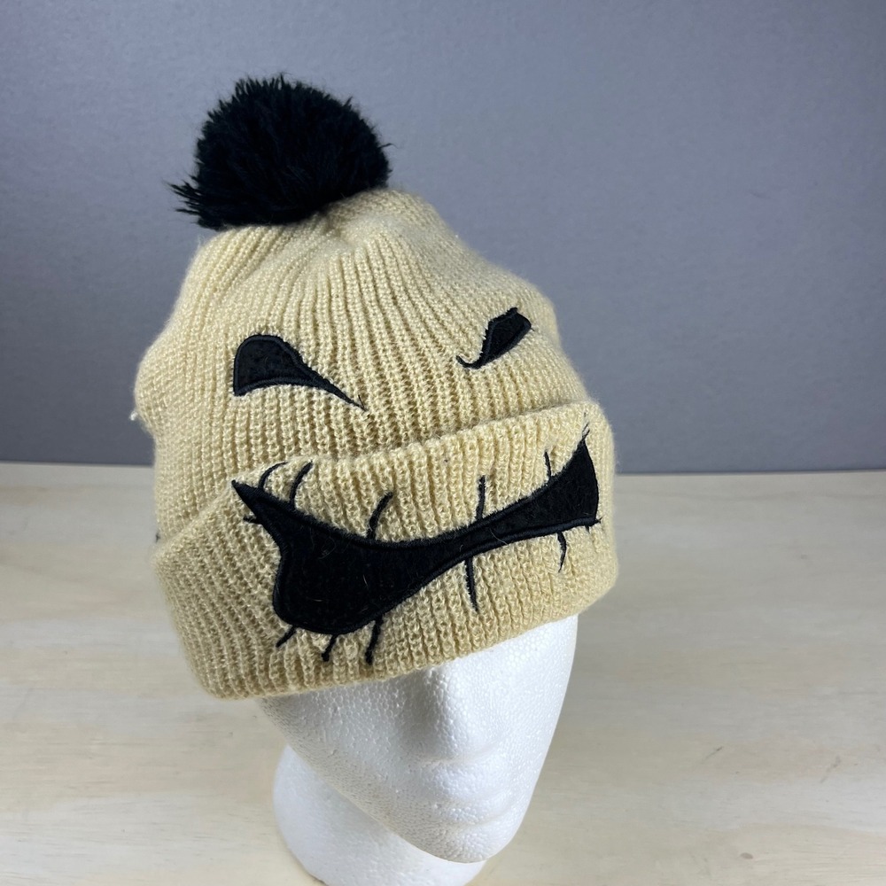 Disney Nightmare Before Christmas Oogie Boogie Beanie Tan Knit Pom Hat RN 115665